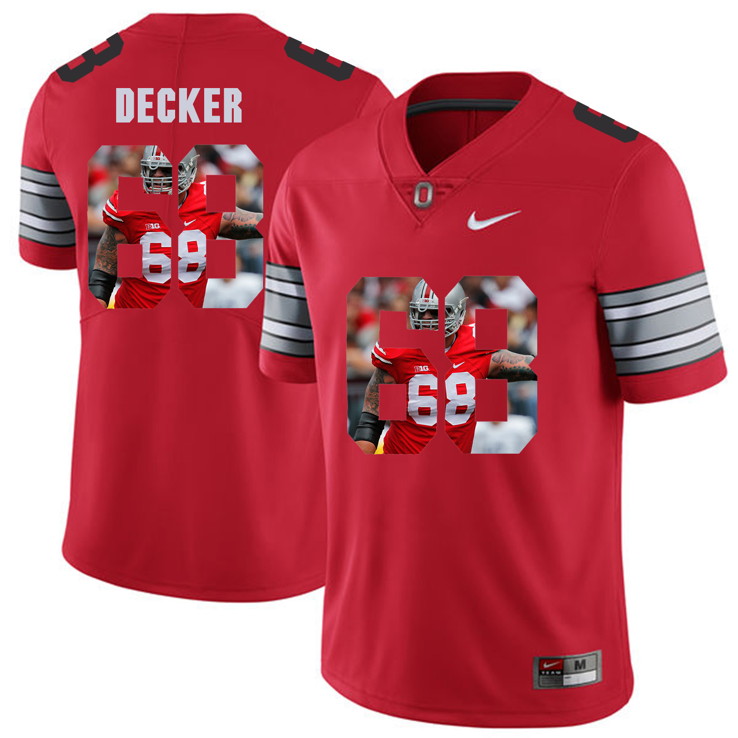 Men Ohio State #68 Decker Red Fashion Edition Customized NCAA Jerseys